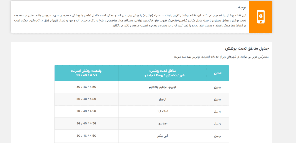 مناطق تحت پوشش 5G همراه اول