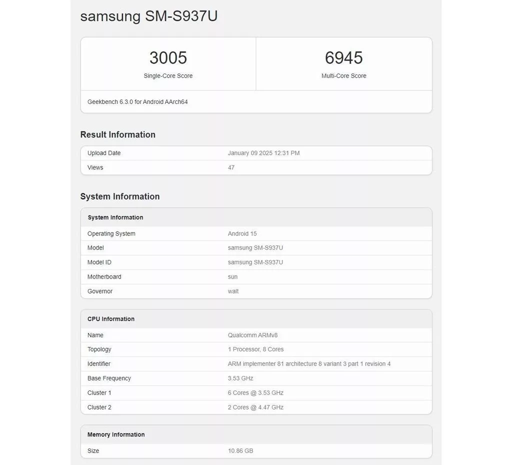 بنچمارک گلکسی S25 اسلیم